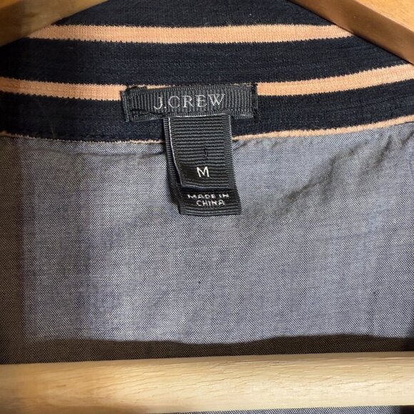 J. Crew Striped Cotton Sweatshirt Blazer Jacket Women's Medium Black Tan Preppy - Picture 7 of 15